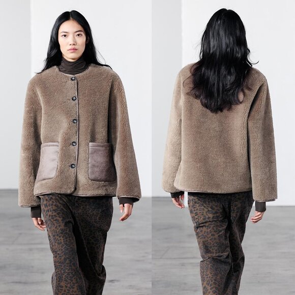 NEW ZARA faux shearling jacket 3362 size M - Picture 1 of 3